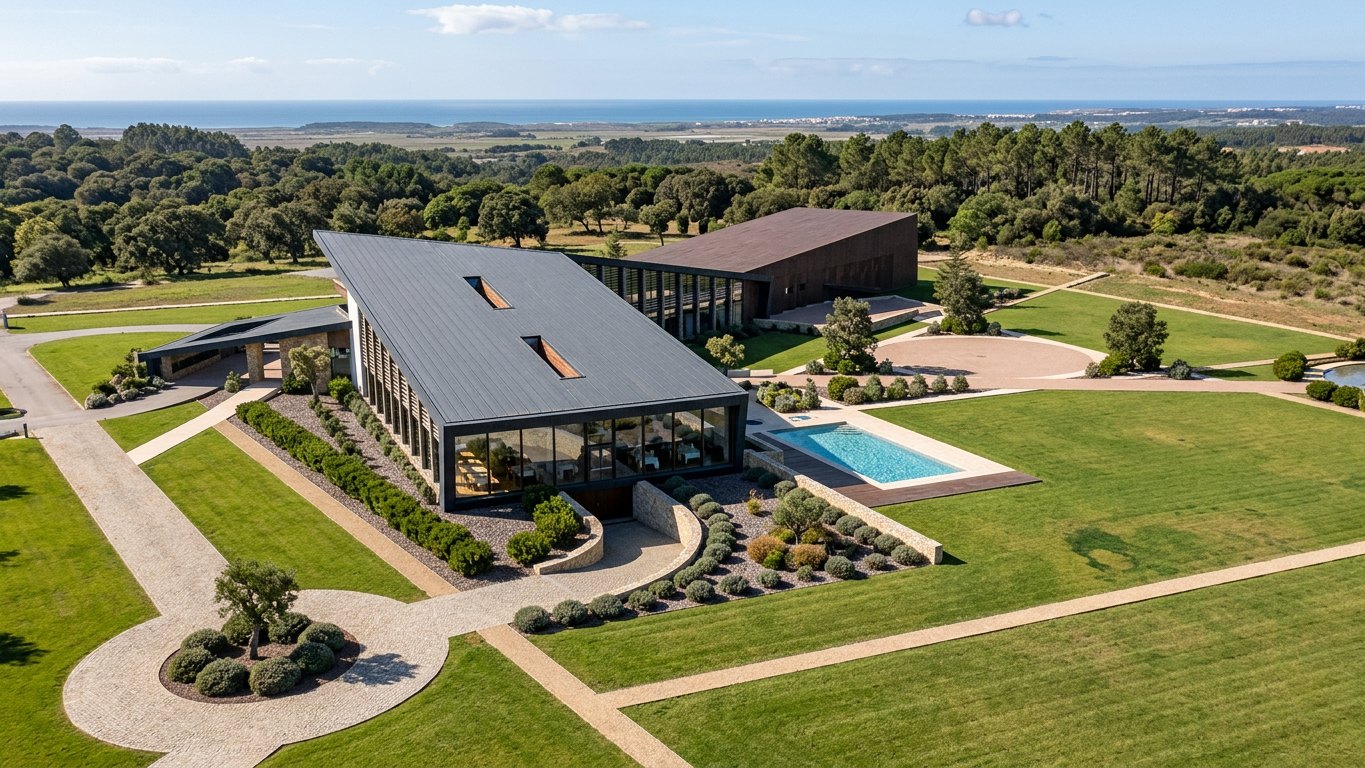 Hotel Natura · Resort Rural — vista aérea, restaurante, piscina exterior e vista sobre o mar