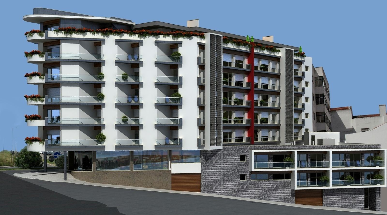 Hotel Natura — alçado lateral, enquadramento geral